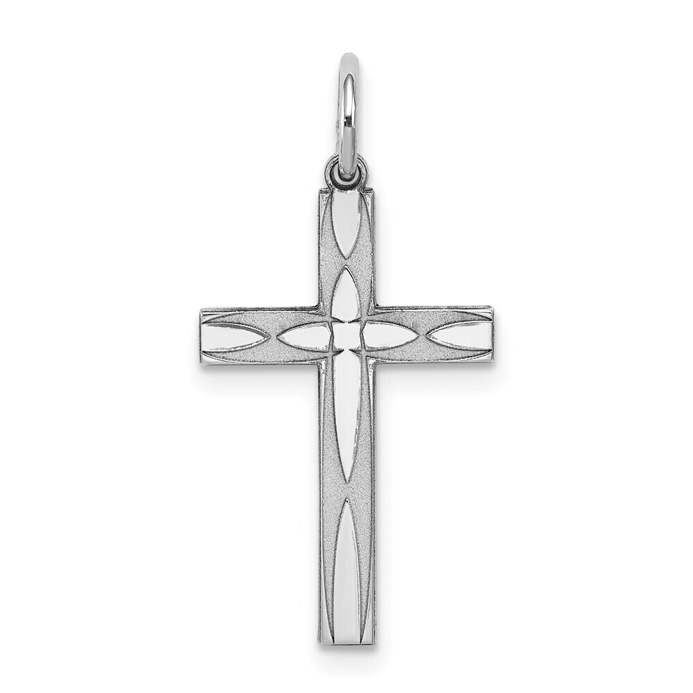 Kazi Luxury Sterling Silver Rhodium-plated Laser Cut Cross Pendant